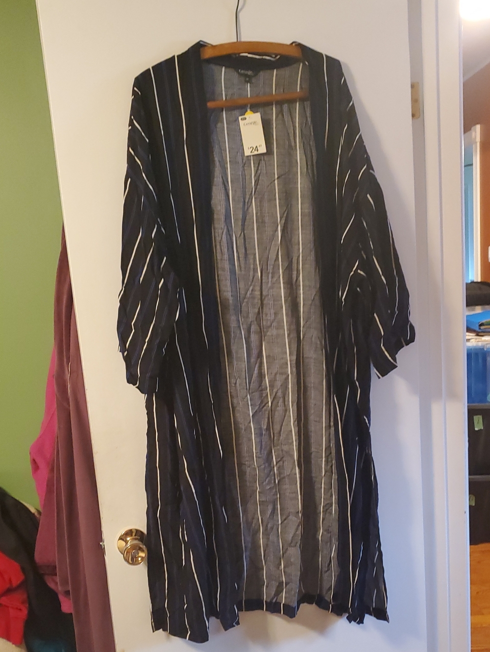 NWT George size 3x Black Striped Duster Cardigan
